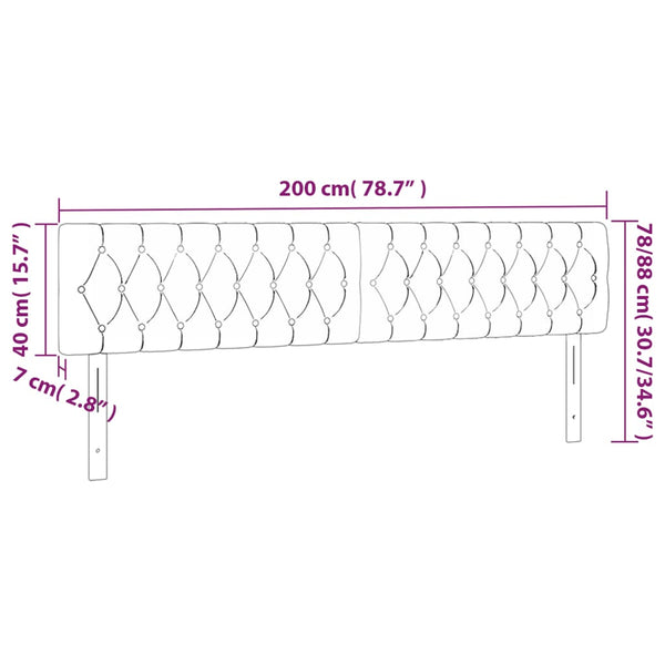 vidaXL LED Headboard Light Gray 200x7x78/88 cm Fabric