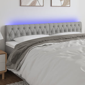 vidaXL LED Headboard Light Gray 200x7x78/88 cm Fabric