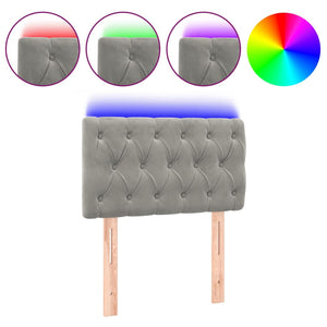 vidaXL LED Headboard Light Grey 80x7x78/88 cm Velvet