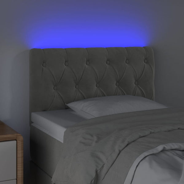 vidaXL LED Headboard Light Grey 80x7x78/88 cm Velvet