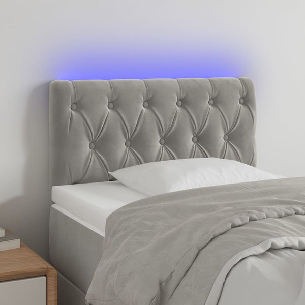 vidaXL LED Headboard Light Grey 80x7x78/88 cm Velvet