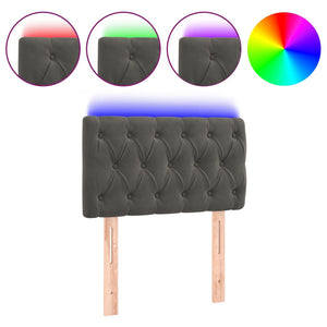 vidaXL LED Headboard Dark Grey 80x7x78/88 cm Velvet