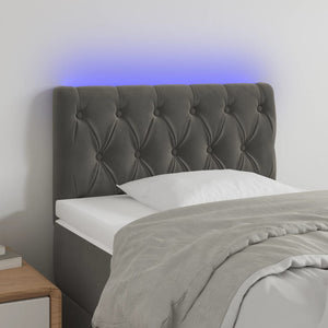vidaXL LED Headboard Dark Grey 80x7x78/88 cm Velvet