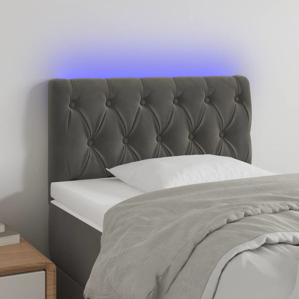 vidaXL LED Headboard Dark Grey 80x7x78/88 cm Velvet