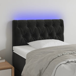 vidaXL LED Headboard Black 80x7x78/88 cm Velvet