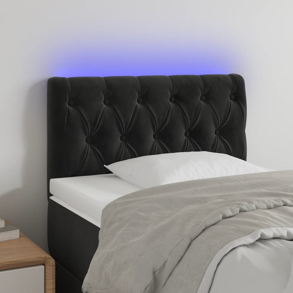 vidaXL LED Headboard Black 80x7x78/88 cm Velvet