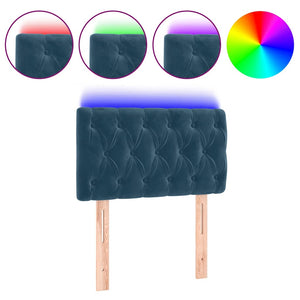 vidaXL LED Headboard Dark Blue 80x7x78/88 cm Velvet