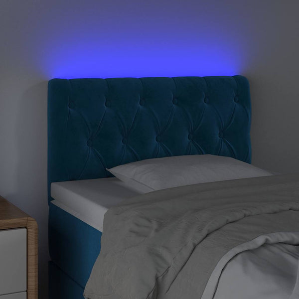 vidaXL LED Headboard Dark Blue 80x7x78/88 cm Velvet