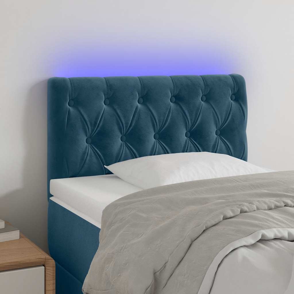 vidaXL LED Headboard Dark Blue 80x7x78/88 cm Velvet