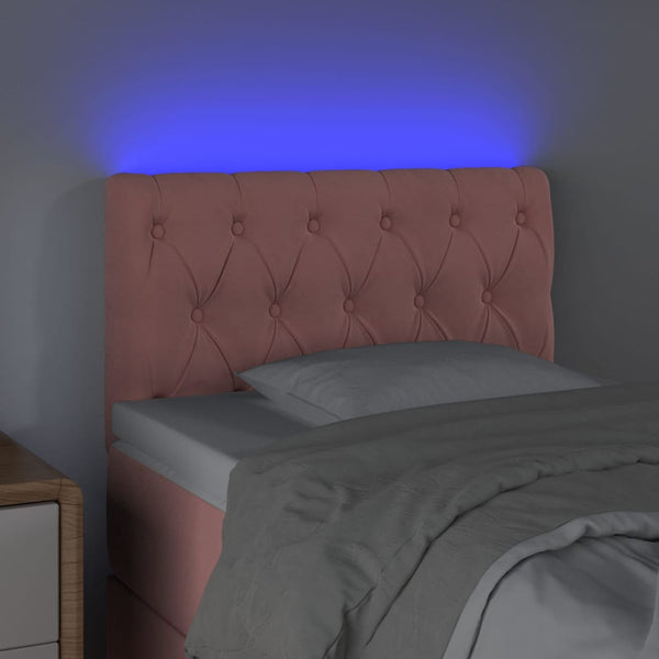 vidaXL LED Headboard Pink 80x7x78/88 cm Velvet