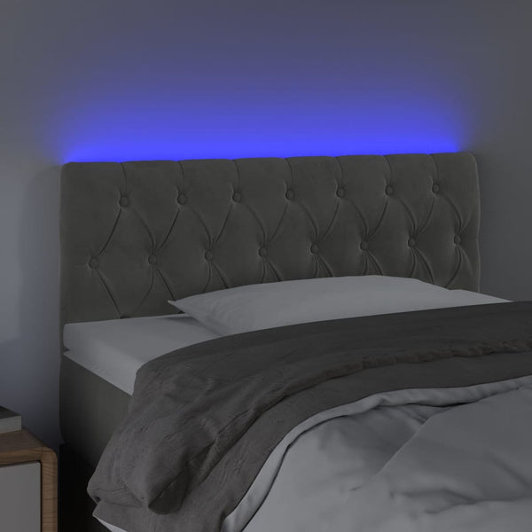 vidaXL LED Headboard Light Grey 90x7x78/88 cm Velvet