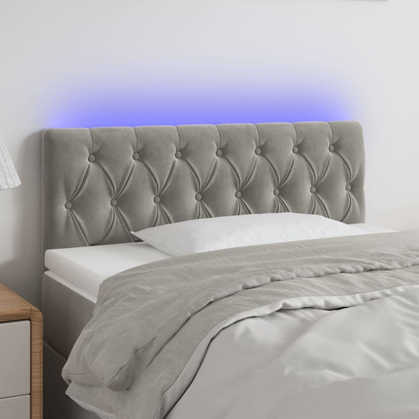 vidaXL LED Headboard Light Grey 90x7x78/88 cm Velvet