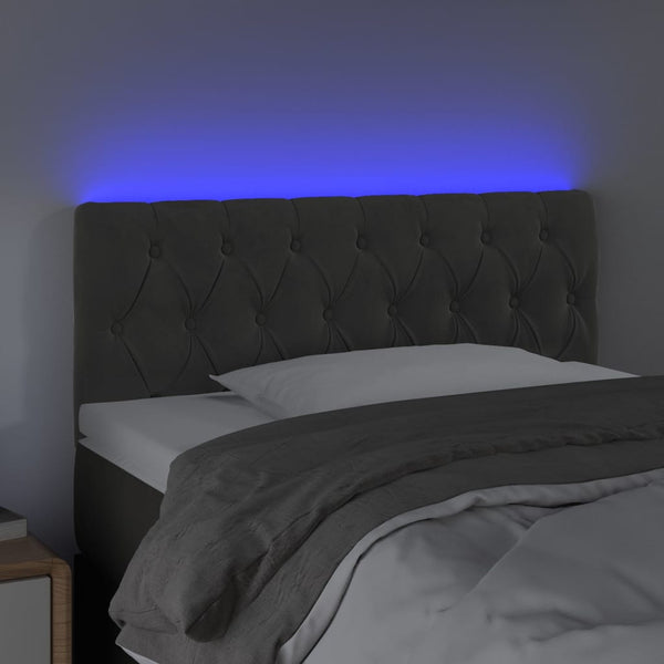 vidaXL LED Headboard Dark Grey 90x7x78/88 cm Velvet