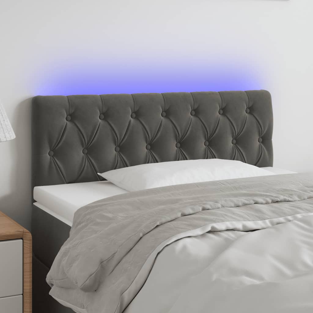vidaXL LED Headboard Dark Grey 90x7x78/88 cm Velvet