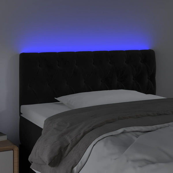 vidaXL LED Headboard Black 90x7x78/88 cm Velvet