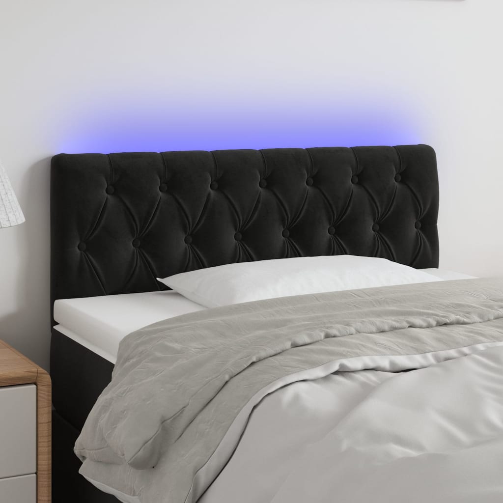 vidaXL LED Headboard Black 90x7x78/88 cm Velvet