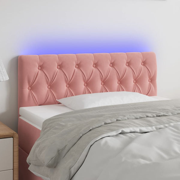 vidaXL LED Headboard Pink 90x7x78/88 cm Velvet