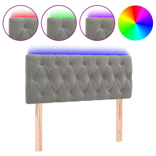 vidaXL LED Headboard Light Gray 100x7x78/88 cm Velvet
