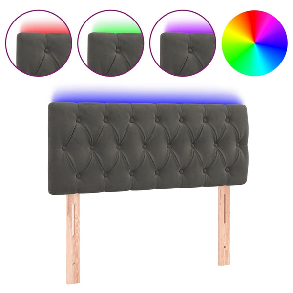 vidaXL LED Headboard Dark Gray 100x7x78/88 cm Velvet