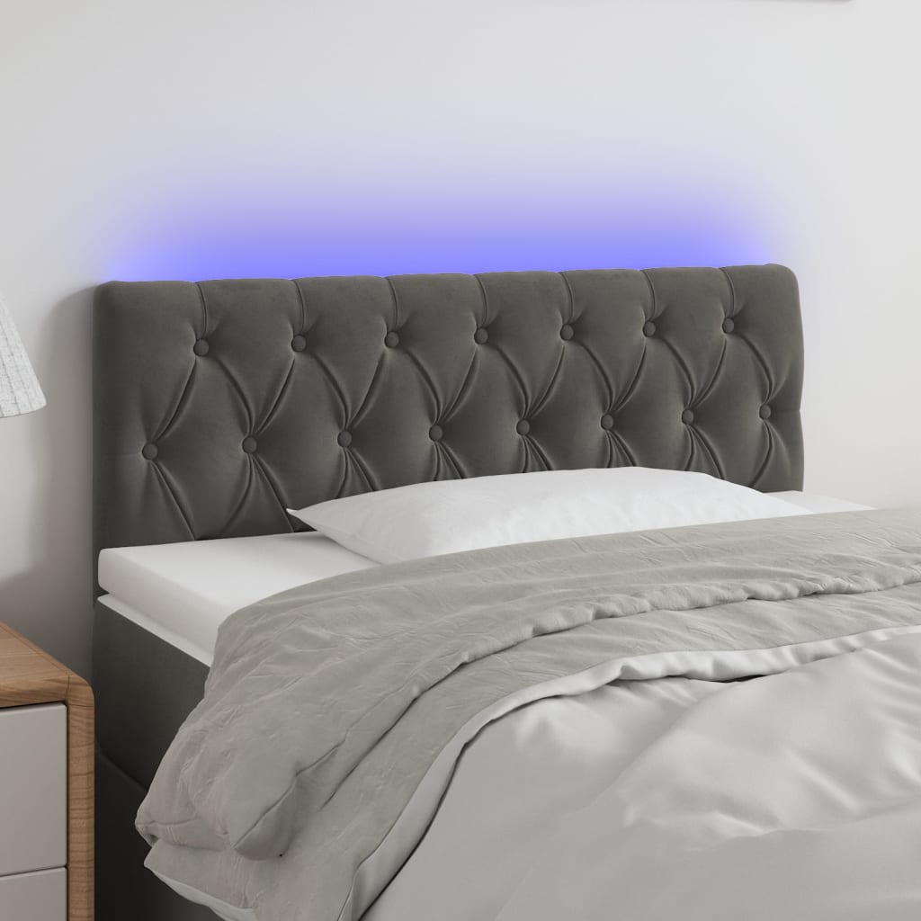 vidaXL LED Headboard Dark Gray 100x7x78/88 cm Velvet