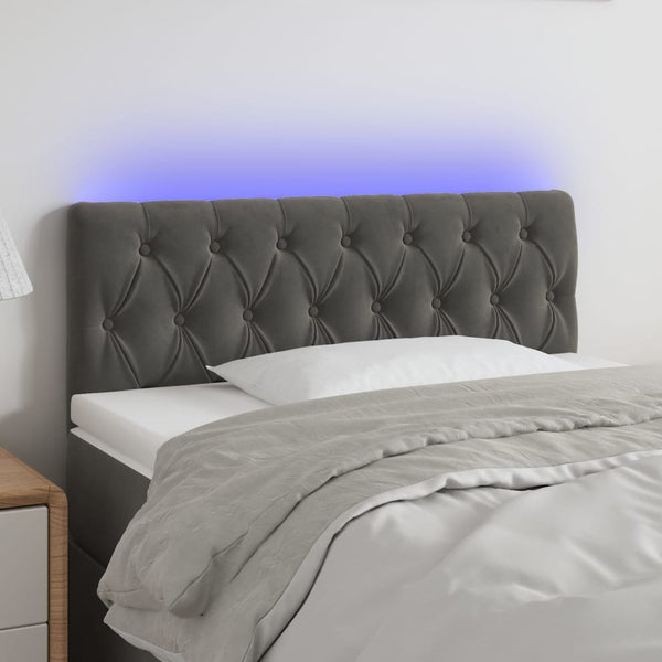 vidaXL LED Headboard Dark Gray 100x7x78/88 cm Velvet