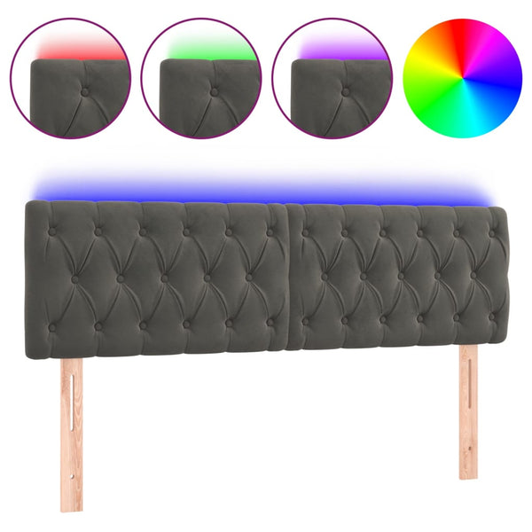 vidaXL LED Headboard Dark Grey 144x7x78/88 cm Velvet