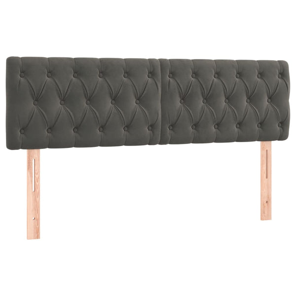 vidaXL LED Headboard Dark Grey 144x7x78/88 cm Velvet