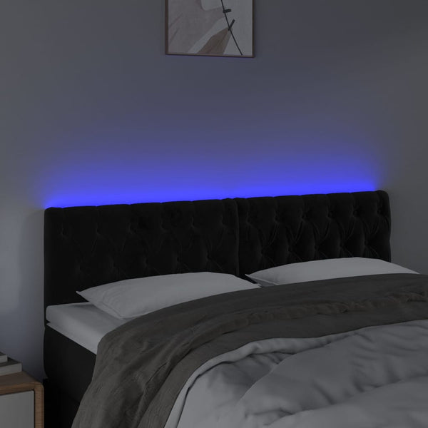 vidaXL LED Headboard Black 144x7x78/88 cm Velvet