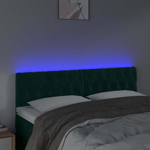 vidaXL LED Headboard Dark Green 144x7x78/88 cm Velvet