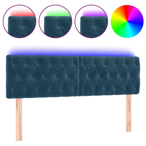 vidaXL LED Headboard Dark Blue 144x7x78/88 cm Velvet