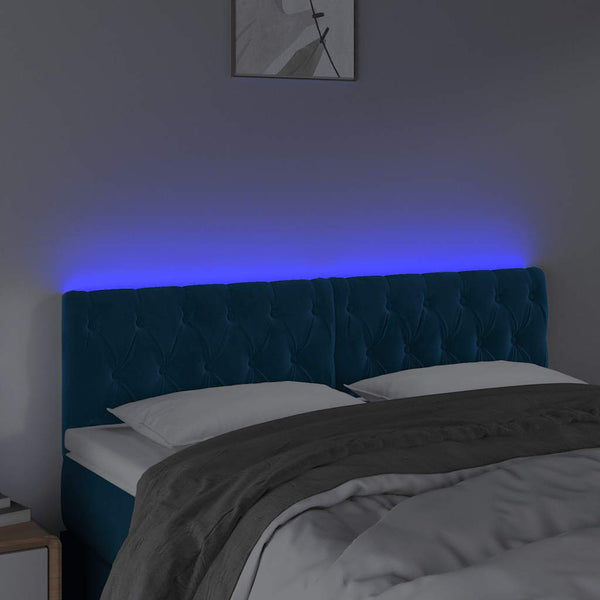 vidaXL LED Headboard Dark Blue 144x7x78/88 cm Velvet