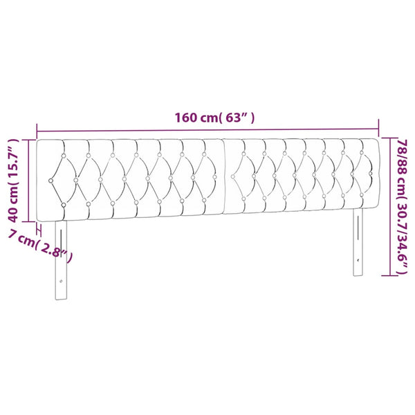 vidaXL LED Headboard Light Gray 160x7x78/88 cm Velvet