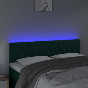 vidaXL LED Headboard Dark Green 160x7x78/88 cm Velvet