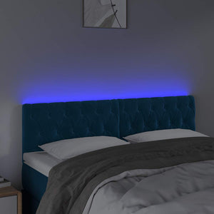 vidaXL LED Headboard Dark Blue 160x7x78/88 cm Velvet