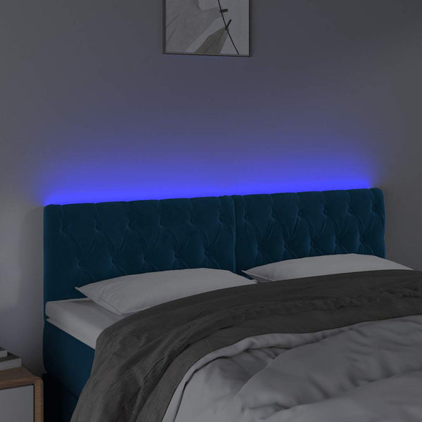 vidaXL LED Headboard Dark Blue 160x7x78/88 cm Velvet