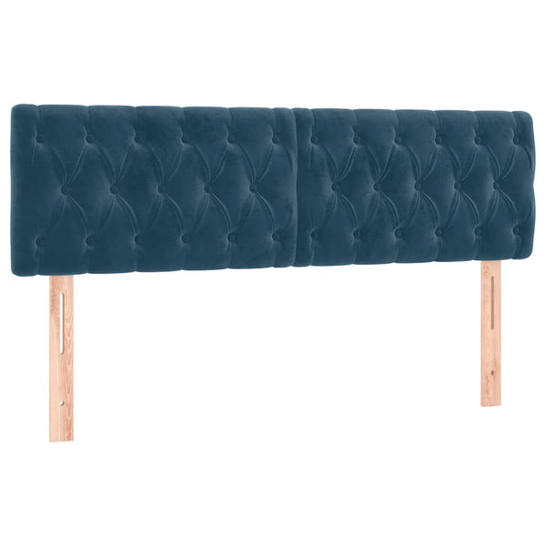 vidaXL LED Headboard Dark Blue 160x7x78/88 cm Velvet
