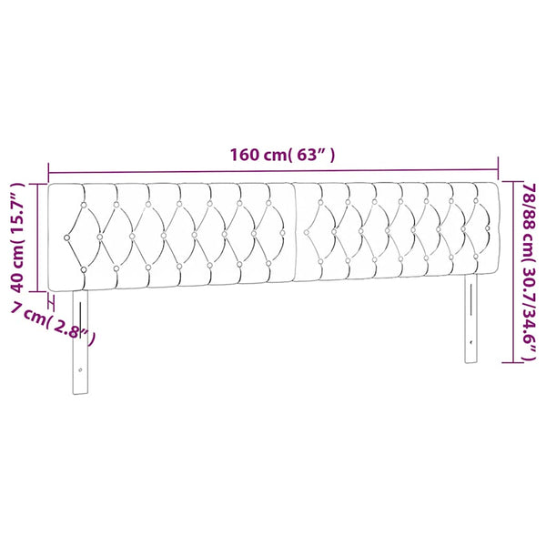 vidaXL LED Headboard Dark Blue 160x7x78/88 cm Velvet