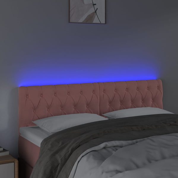 vidaXL LED Headboard Pink 160x7x78/88 cm Velvet