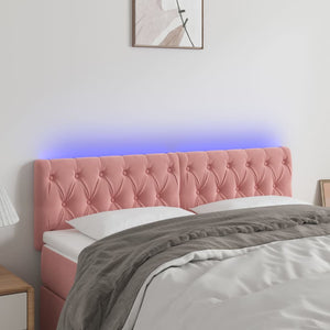 vidaXL LED Headboard Pink 160x7x78/88 cm Velvet