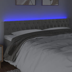vidaXL LED Headboard Light Grey 180x7x78/88 cm Velvet