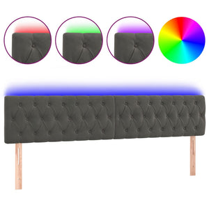 vidaXL LED Headboard Dark Grey 180x7x78/88 cm Velvet