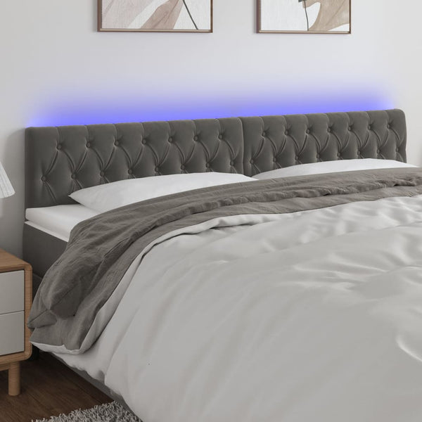 vidaXL LED Headboard Dark Grey 180x7x78/88 cm Velvet