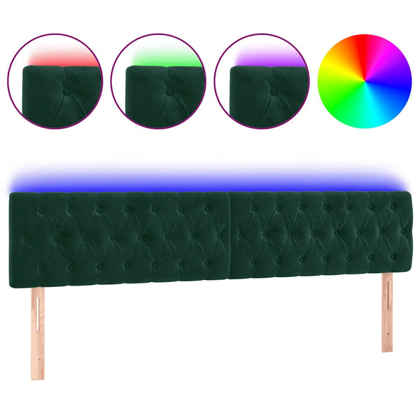 vidaXL LED Headboard Dark Green 180x7x78/88 cm Velvet
