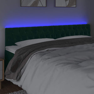 vidaXL LED Headboard Dark Green 180x7x78/88 cm Velvet