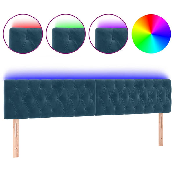 vidaXL LED Headboard Dark Blue 180x7x78/88 cm Velvet