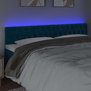 vidaXL LED Headboard Dark Blue 180x7x78/88 cm Velvet