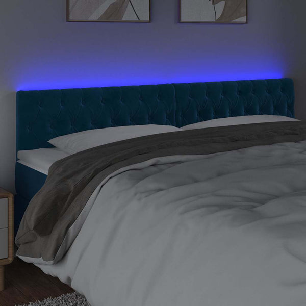 vidaXL LED Headboard Dark Blue 180x7x78/88 cm Velvet
