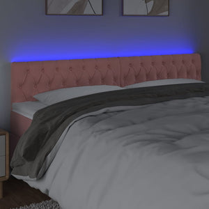 vidaXL LED Headboard Pink 180x7x78/88 cm Velvet