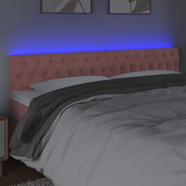 vidaXL LED Headboard Pink 180x7x78/88 cm Velvet
