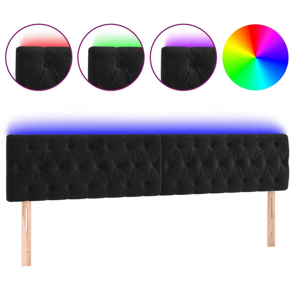 vidaXL LED Headboard Black 200x7x78/88 cm Velvet